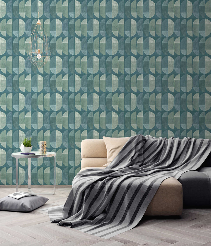 Tapetes skandināvu stilā AS 375313 tirkīzā krāsā Tapetenshop.lv