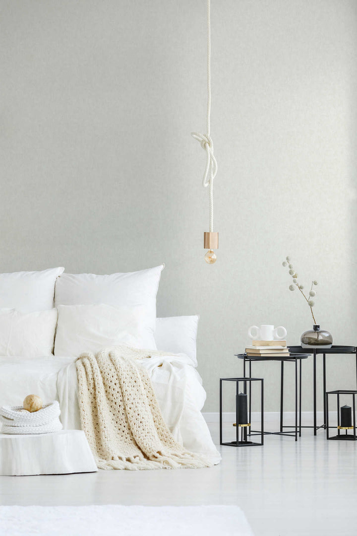 Vienkrāsainas tapetes ar tekstila faktūru pelēkos toņos AS 375351 Tapetenshop.lv