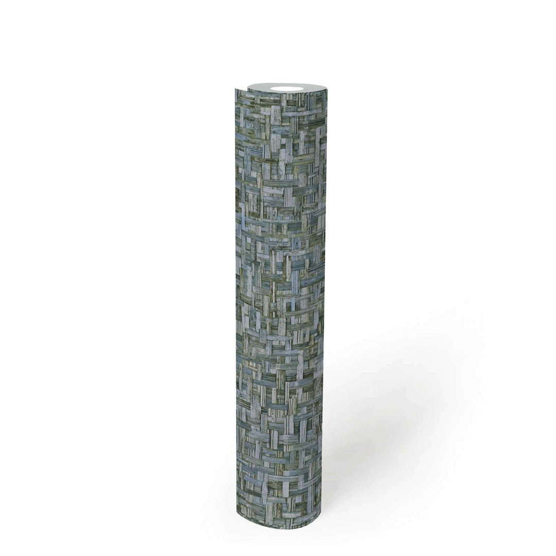 Zili zaļās tapetes ar pīta koka rakstu AS 377063 AS Creation