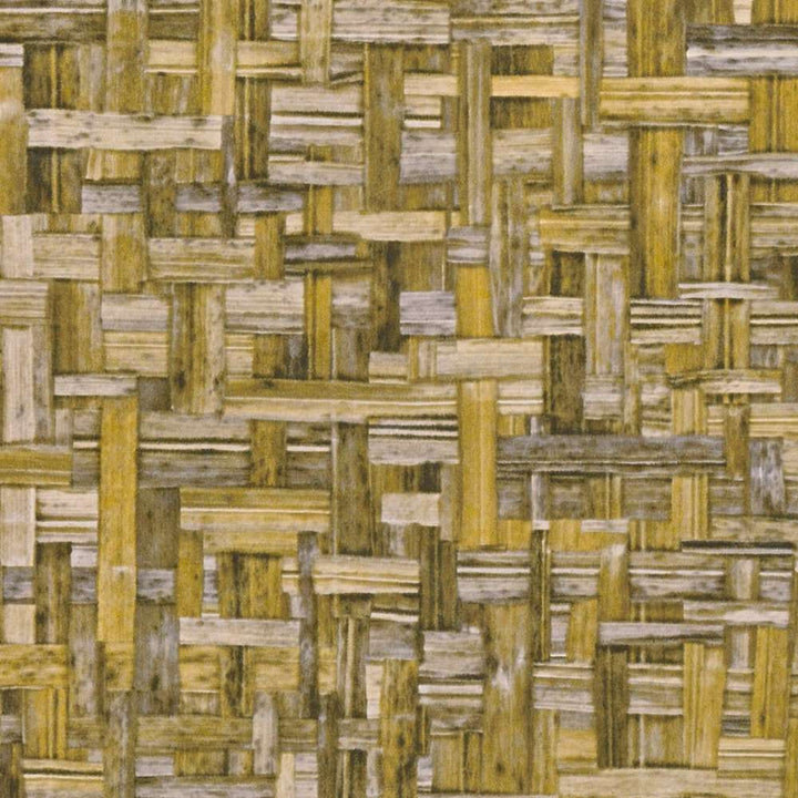 Tapetes kukurūzas dzeltenā krāsā ar pīta koka rakstu AS 377064 AS Creation