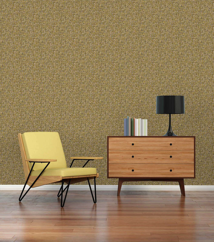 Tapetes kukurūzas dzeltenā krāsā ar pīta koka rakstu AS 377064 AS Creation