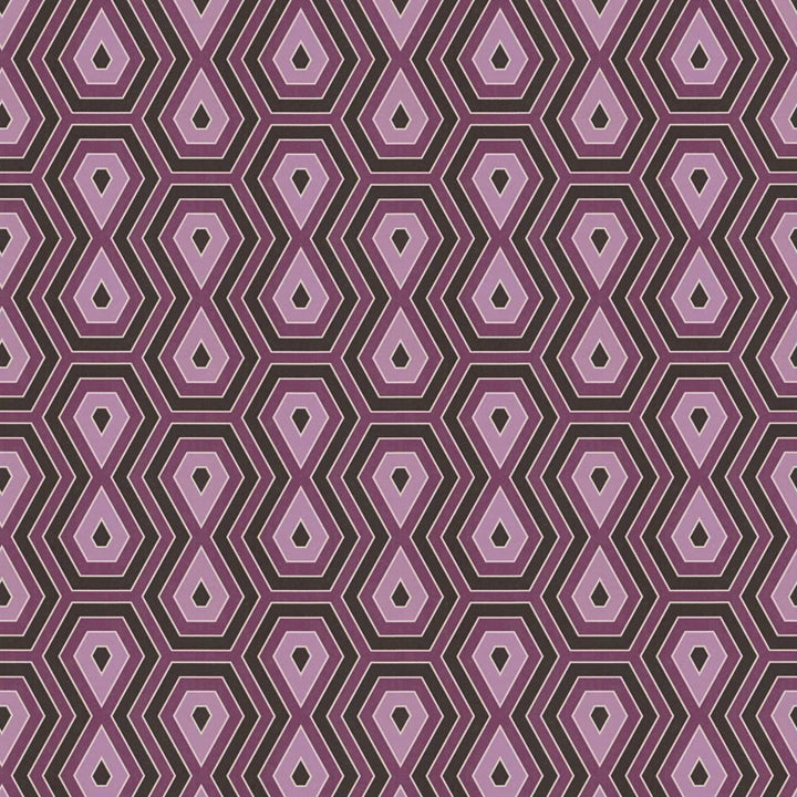 Tapetes violeta un vecā rozā krāsā ar grafisku dizainu retro stilā AS Creation