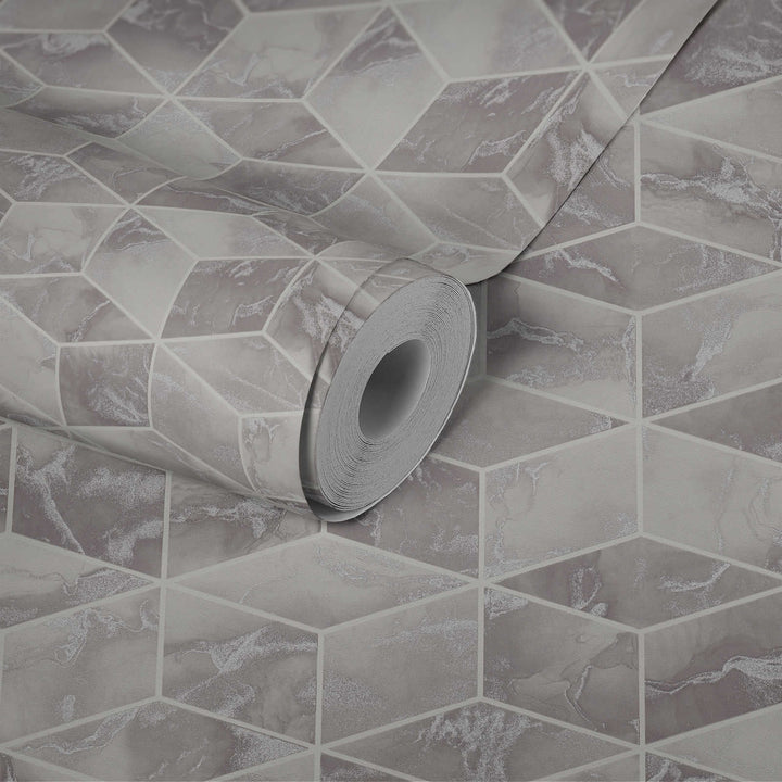 Tapetes ar flīzes imitāciju pelēkā krāsā AS 378631 AS Creation