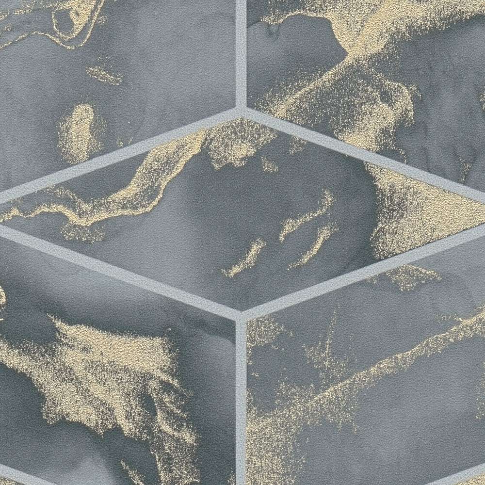 Tumši pelēkas tapetes ar flīzes imitāciju AS378634 AS Creation