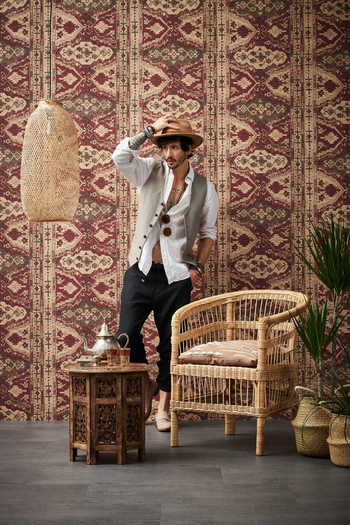 Tapetes ar austrumu dekoru sarkanā krāsā AS Creation 37868-1 AS Creation