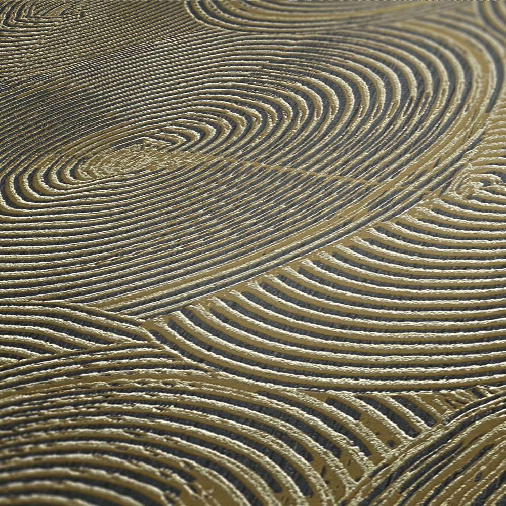 Tapetes ar etnisku ornamentu zeltā un melnā krāsā AS Creation 37900-3 AS Creation