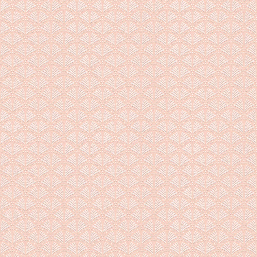 Rozā dekoratīvās tapetes ar retro rakstu un spīduma efektu 379577 Tapetenshop.lv
