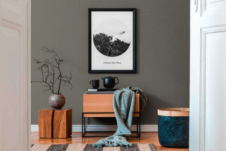 Modernas tapetes ar metāliski zelta rakstu uz melna pamata AS 379583 Tapetenshop.lv