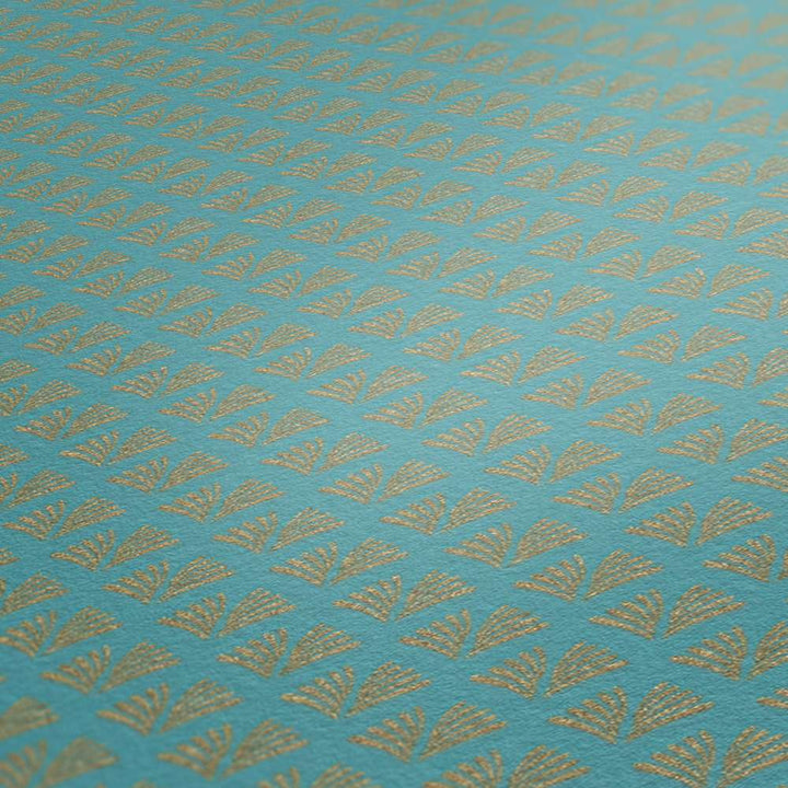 Dizaina tapetes  ar zelta retro rakstu - zils, zaļš AS 379584 Tapetenshop.lv