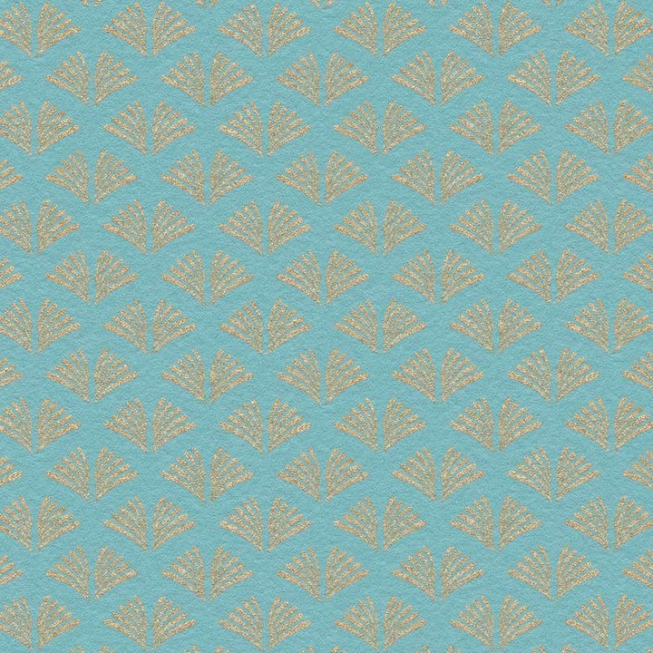 Dizaina tapetes  ar zelta retro rakstu - zils, zaļš AS 379584 Tapetenshop.lv