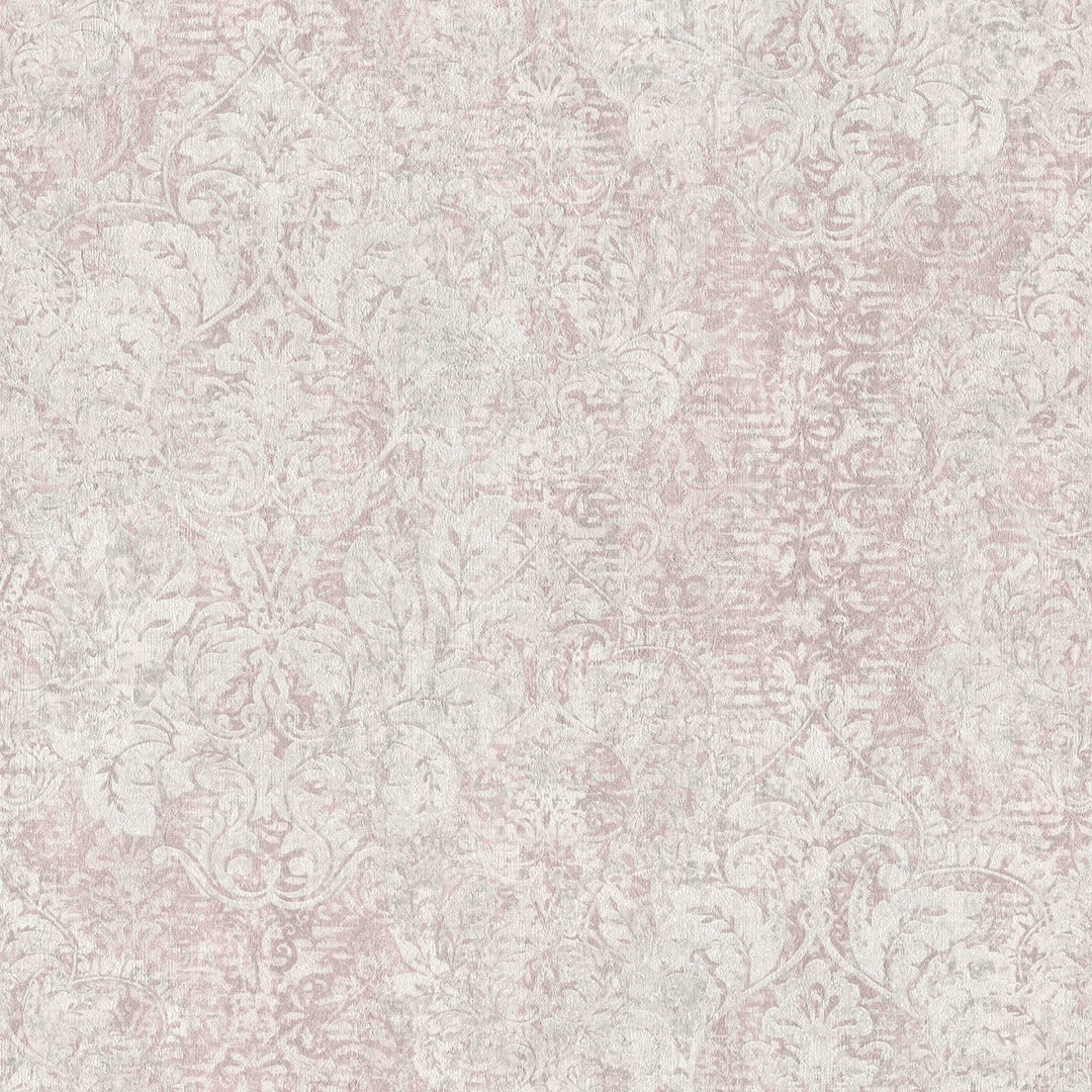 Tapetes ar ornamentu vintage stilā krēmkrāsas un rozā toņos AS 380933 Tapetenshop.lv