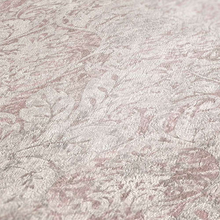 Tapetes ar ornamentu vintage stilā krēmkrāsas un rozā toņos AS 380933 Tapetenshop.lv