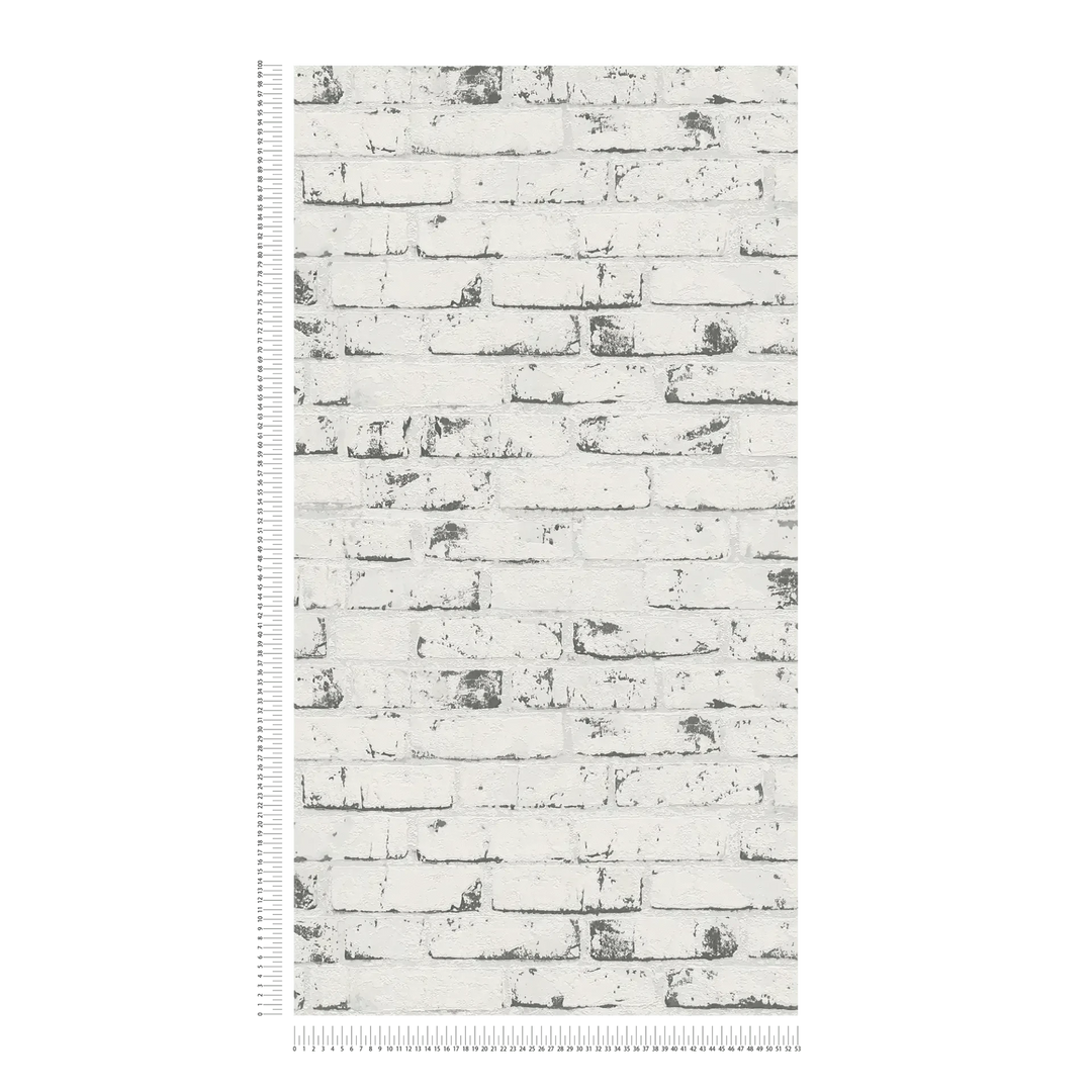 Tapetes ar akmens izskatu, ķieģeļu motīvu un 3D efektu, pelēkā, 907837 AS Creation