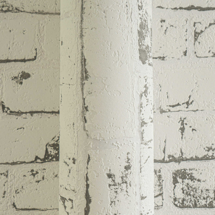 Tapetes ar akmens izskatu, ķieģeļu motīvu un 3D efektu, pelēkā, 907837 AS Creation