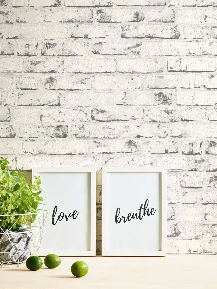 Tapetes ar akmens izskatu, ķieģeļu motīvu un 3D efektu, pelēkā, 907837 AS Creation