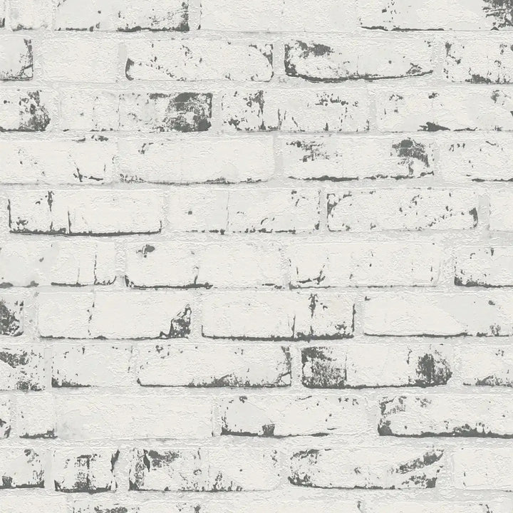 Tapetes ar akmens izskatu, ķieģeļu motīvu un 3D efektu, pelēkā, 907837 AS Creation