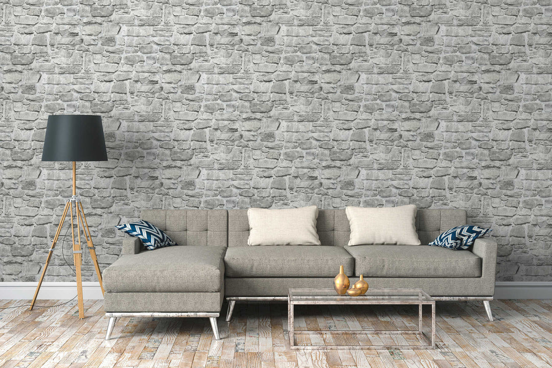 Tapetes ar akmens rakstu, AS Creation, pelēkā krāsā - 1306265 AS Creation