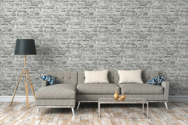 Tapetes ar akmens rakstu, AS Creation, pelēkā krāsā - 1306265 AS Creation