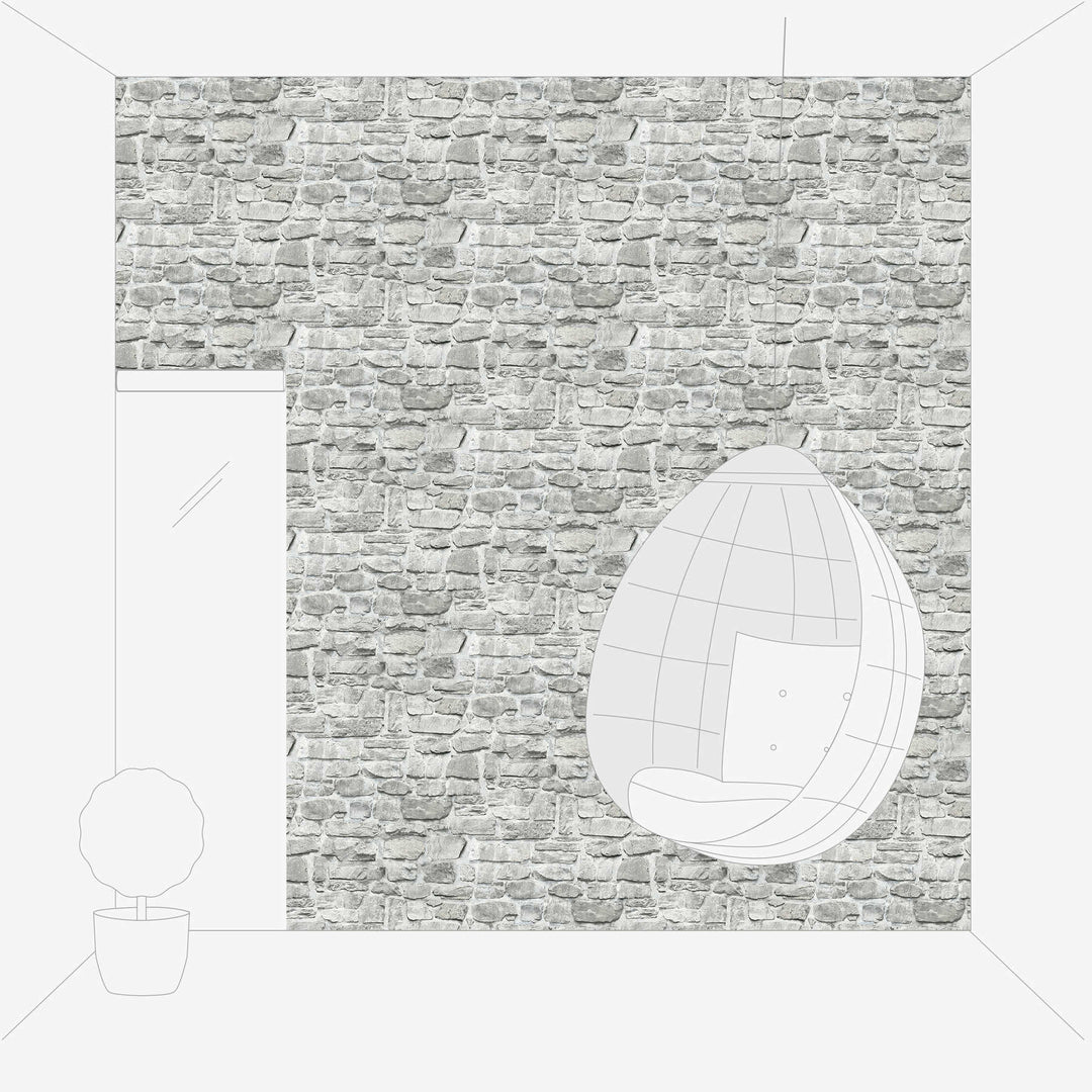 Tapetes ar akmens rakstu, AS Creation, pelēkā krāsā - 1306265 AS Creation