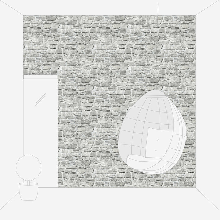 Tapetes ar akmens rakstu, AS Creation, pelēkā krāsā - 1306265 AS Creation