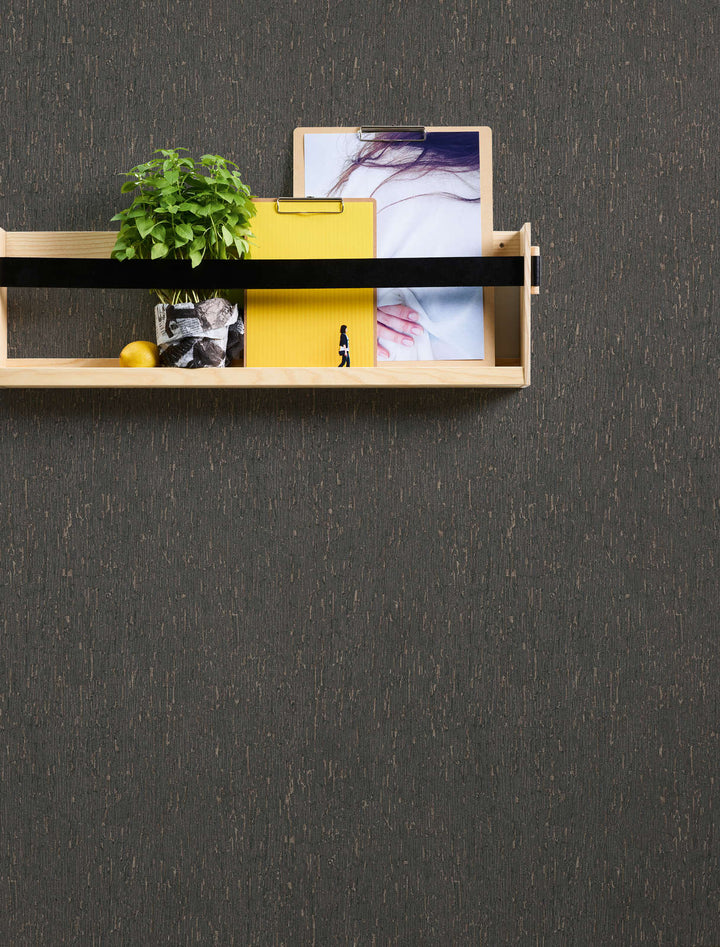 Tapetes ar apmetuma izskatu melnā krāsā ar zelta elementiem, 395626 AS Creation