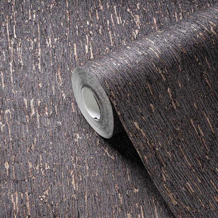 Tapetes ar apmetuma izskatu melnā krāsā ar zelta elementiem, 395626 AS Creation