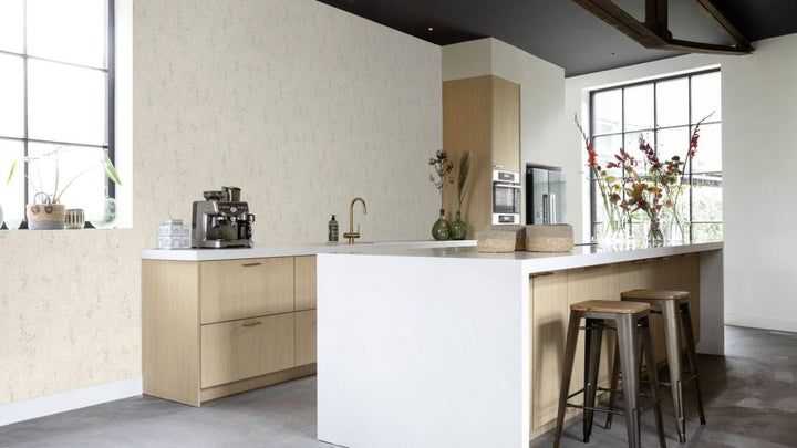 Tapetes ar apmetuma rakstu siltos toņos ar spīdīgiem akcentiem, 315738 RASCH