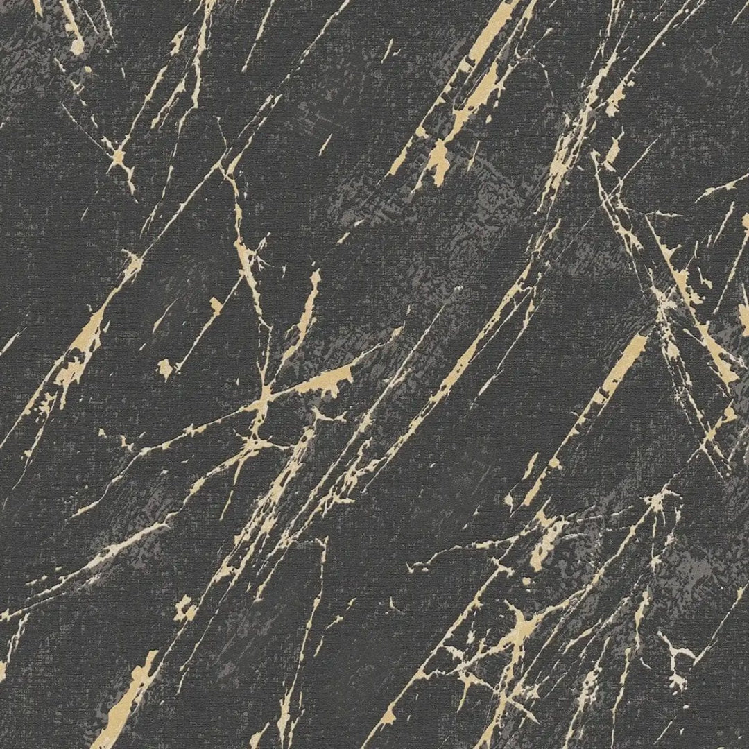 Tapetes ar apmetuma rakstu un metālisku efektu - melnā, zeltā - 393362 AS Creation