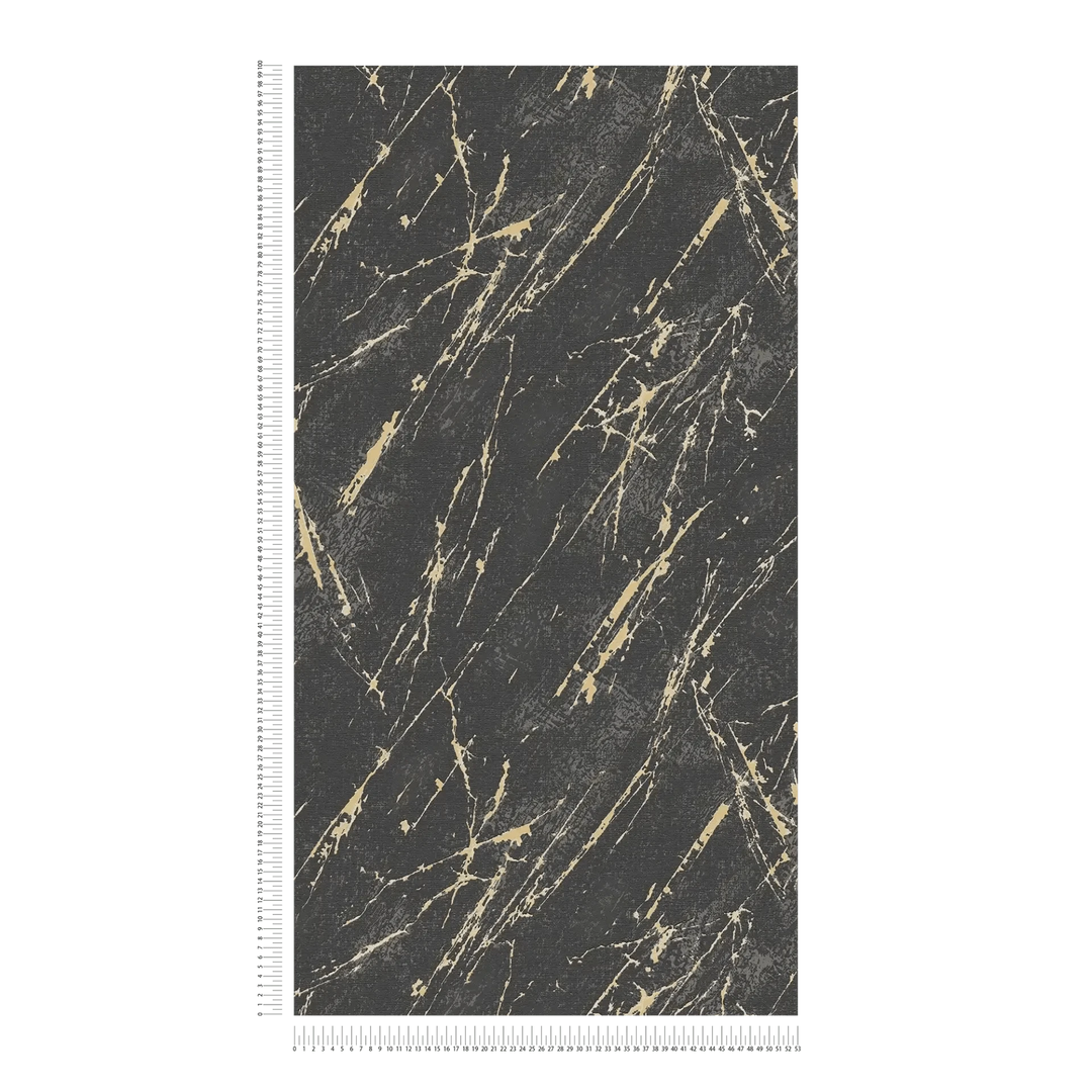 Tapetes ar apmetuma rakstu un metālisku efektu - melnā, zeltā - 393362 AS Creation