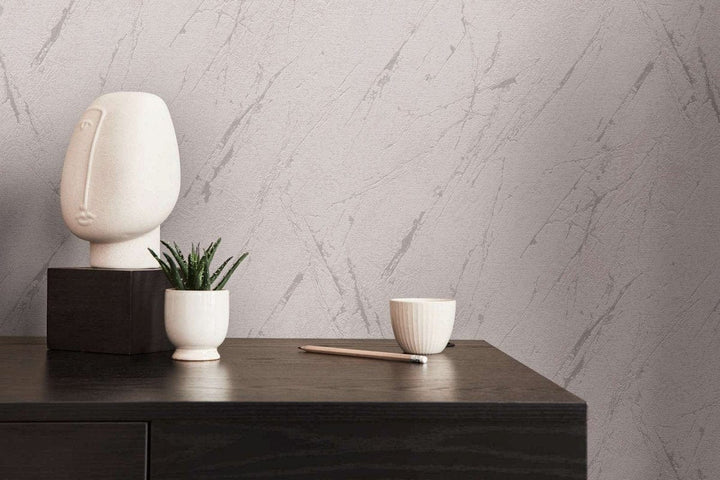 Tapetes ar apmetuma rakstu un metālisku efektu - pelēkā - 393361 AS Creation