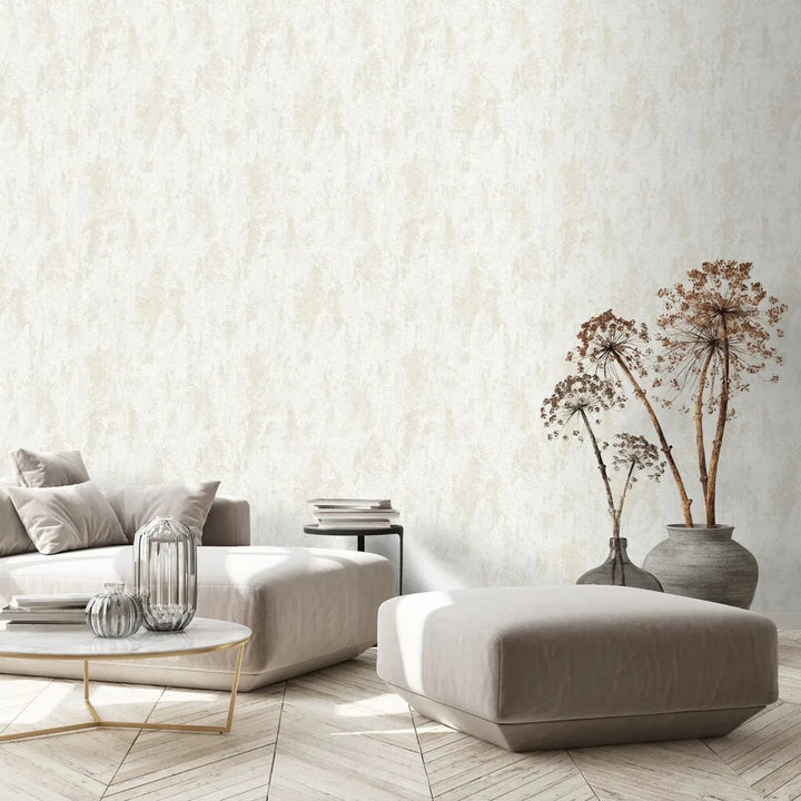 Baltas un krēmkrāsas tapetes ar apmetuma faktūru gaisīgai telpai   Tapetenshop.lv