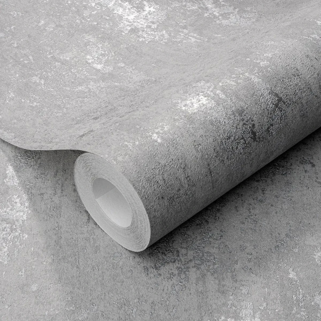 Pelēkas tapetes ar apmetuma rakstu un vieglu spīdumu stilīgam interjeram   Tapetenshop.lv