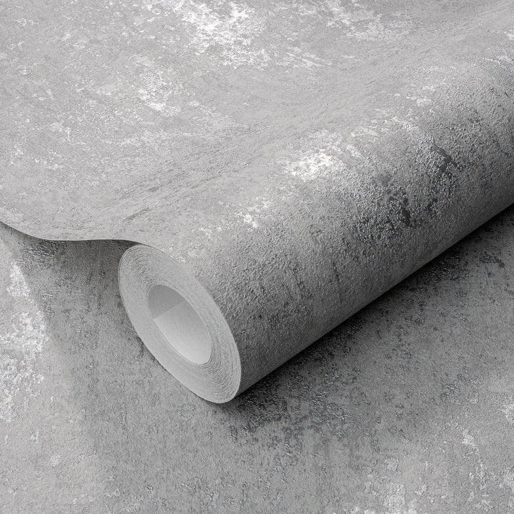 Pelēkas tapetes ar apmetuma rakstu un vieglu spīdumu stilīgam interjeram   Tapetenshop.lv