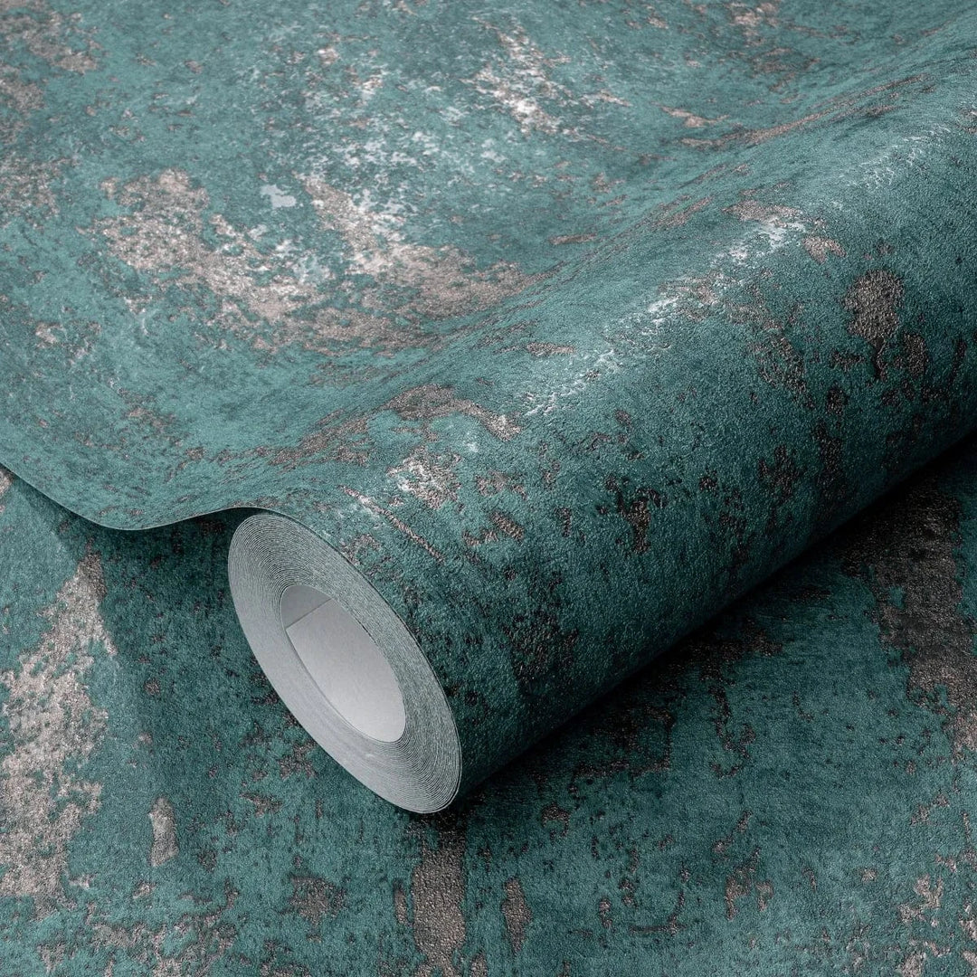 Tirkīza un zelta tapetes ar apmetuma spīdumu greznai sienu apdarei   Tapetenshop.lv