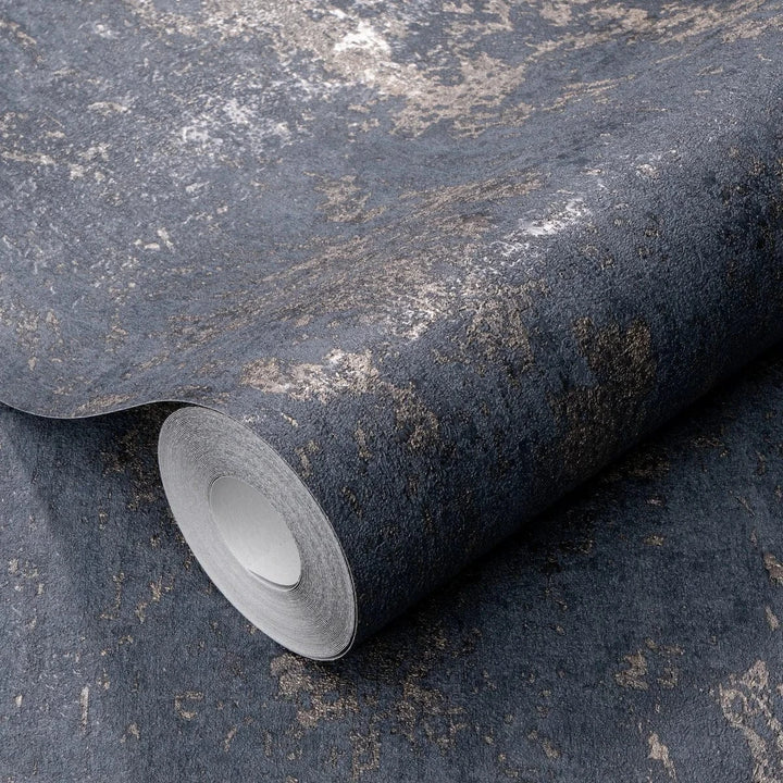 Tumši zilas un zelta tapetes ar apmetuma efektu eleganta interjera izveidei   Tapetenshop.lv