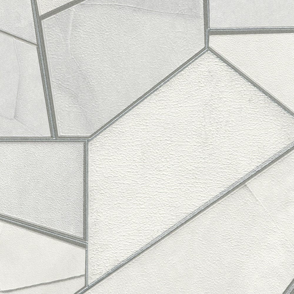 Tapetes ar ArtDeco stilā ar ģeometrisku rakstu gaiši pelēkā - 1044531 Tapetenshop.lv