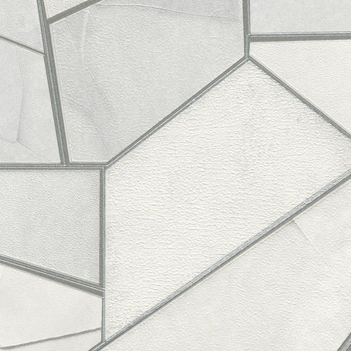 Tapetes ar ArtDeco stilā ar ģeometrisku rakstu gaiši pelēkā - 1044531 Tapetenshop.lv