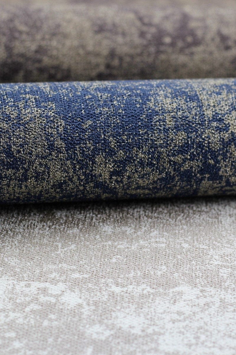 Tapetes ar auduma faktūru ar nelielu spīdumu, zila un zelta - 1442143 RASCH