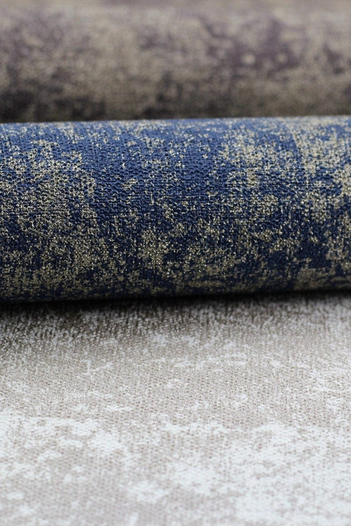 Tapetes ar auduma faktūru ar nelielu spīdumu, zila un zelta - 1442143 RASCH