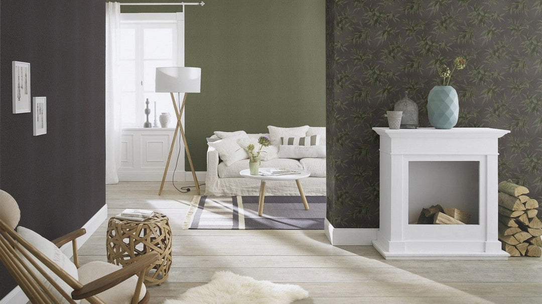 Tapetes ar auduma faktūru tumši zaļā krāsā - RASCH 1434611 RASCH