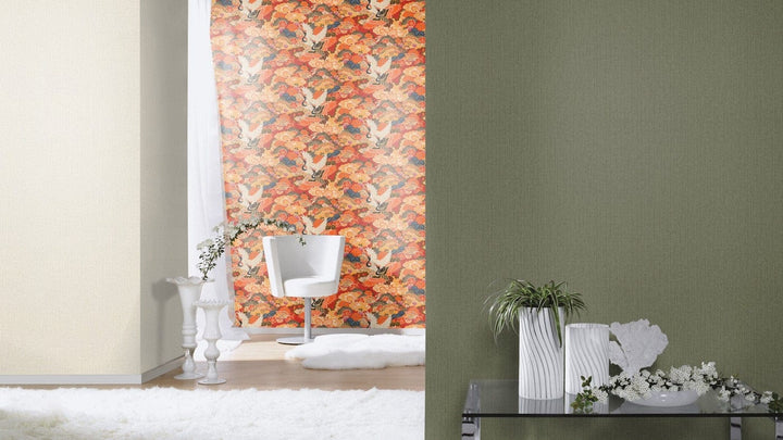 Tapetes ar auduma faktūru tumši zaļā krāsā - RASCH 1434611 RASCH