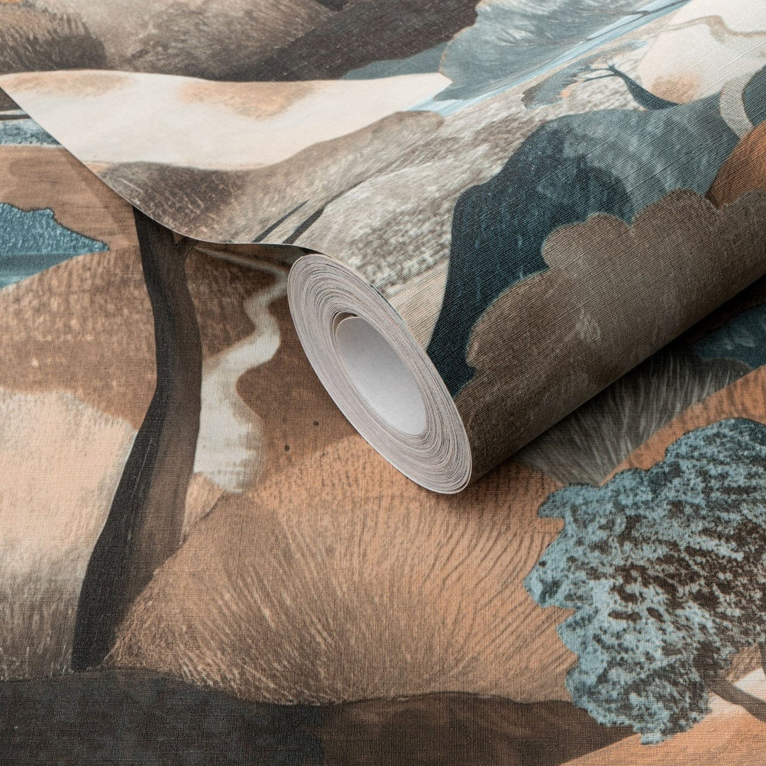 Tapetes ar dabas rakstu – koki (brūna un tirkīz krāsa), Erismann Tapetenshop.lv