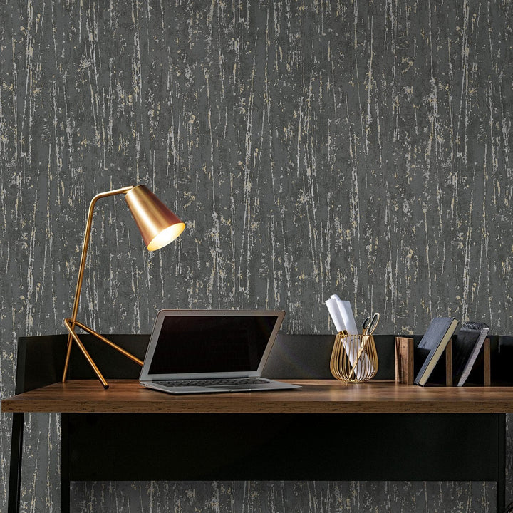 Tapetes ar dekoratīva apmetuma rakstu,Erismann, melnā krāsā - 3745077 Erismann