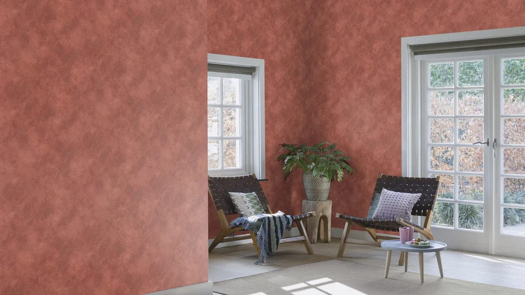 Tapetes ar dekoratīva apmetuma rakstu sarkanbrūnā krāsā - 1456432 RASCH