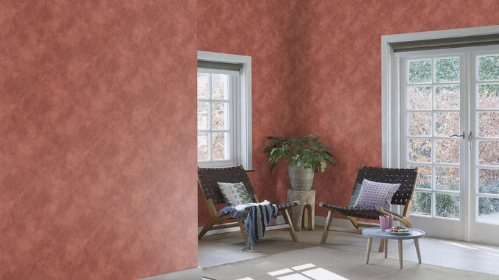 Tapetes ar dekoratīva apmetuma rakstu sarkanbrūnā krāsā - 1456432 RASCH