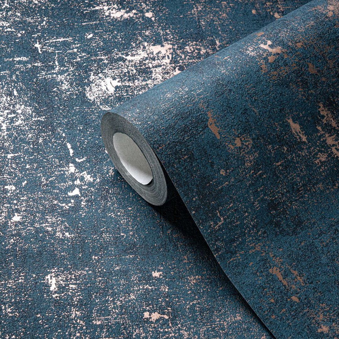 Tapetes ar dekoratīva apmetuma rakstu: tumši zilā, AS 395139 AS Creation