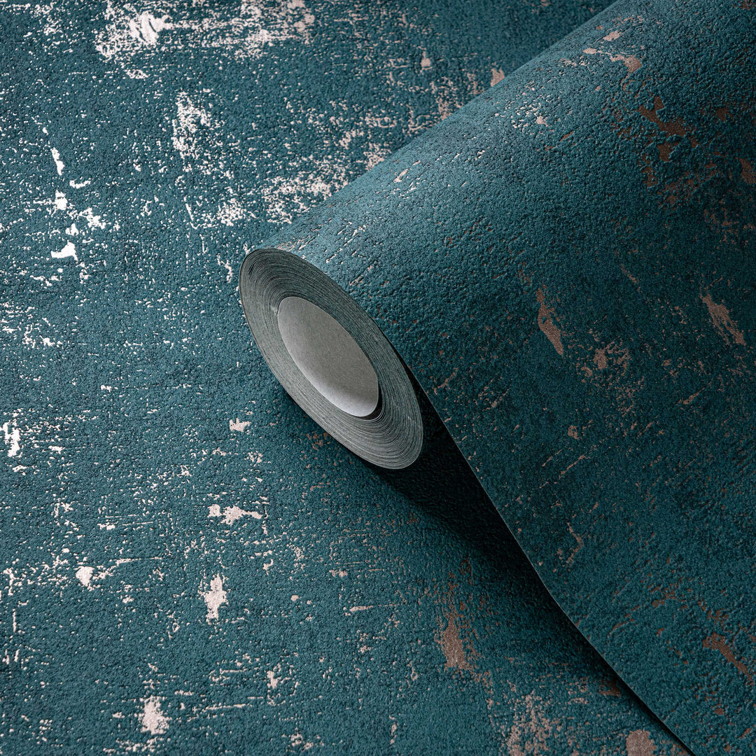 Tapetes ar dekoratīva apmetuma rakstu: zaļa, zila, AS 395122 AS Creation