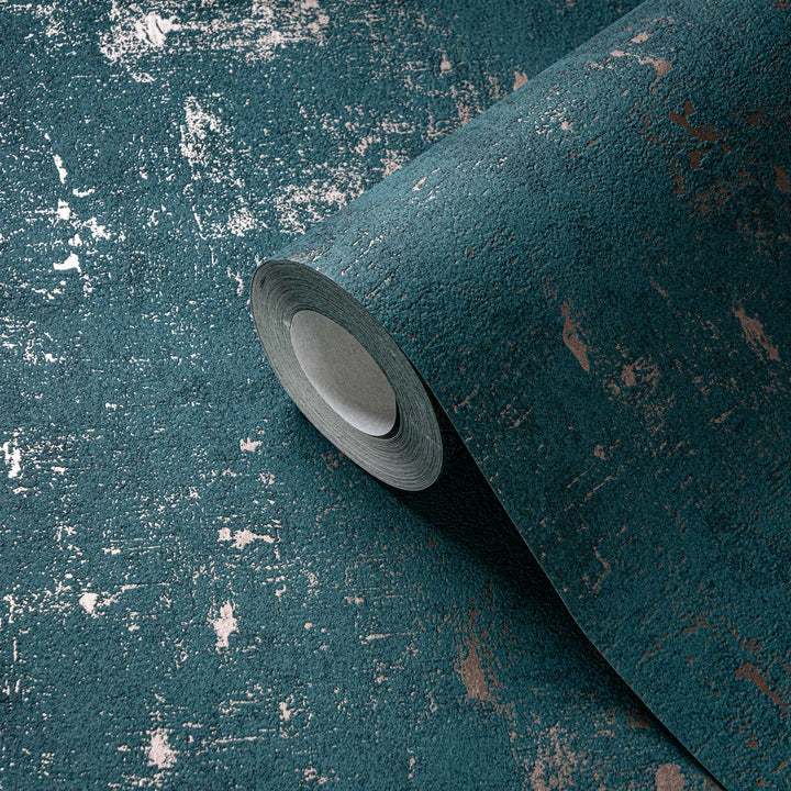 Tapetes ar dekoratīva apmetuma rakstu: zaļa, zila, AS 395122 AS Creation