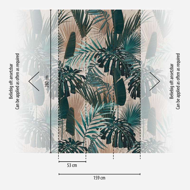 Tapetes ar džungļu lapu motīvu - zaļā krāsā - 1375171 AS Creation