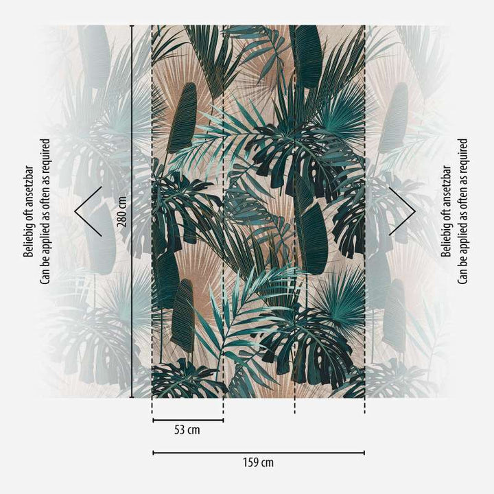 Tapetes ar džungļu lapu motīvu - zaļā krāsā - 1375171 AS Creation